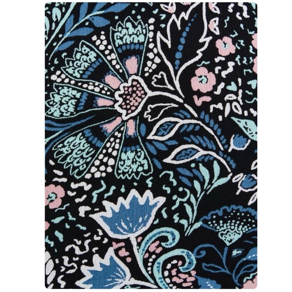 Floral V-Neck Women's Top - Black and Blue - Picture 8 of 13